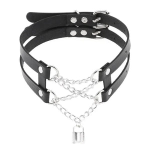 HARNESS 102 Necklace Body Chain Jewelry Choker Leather Gothic