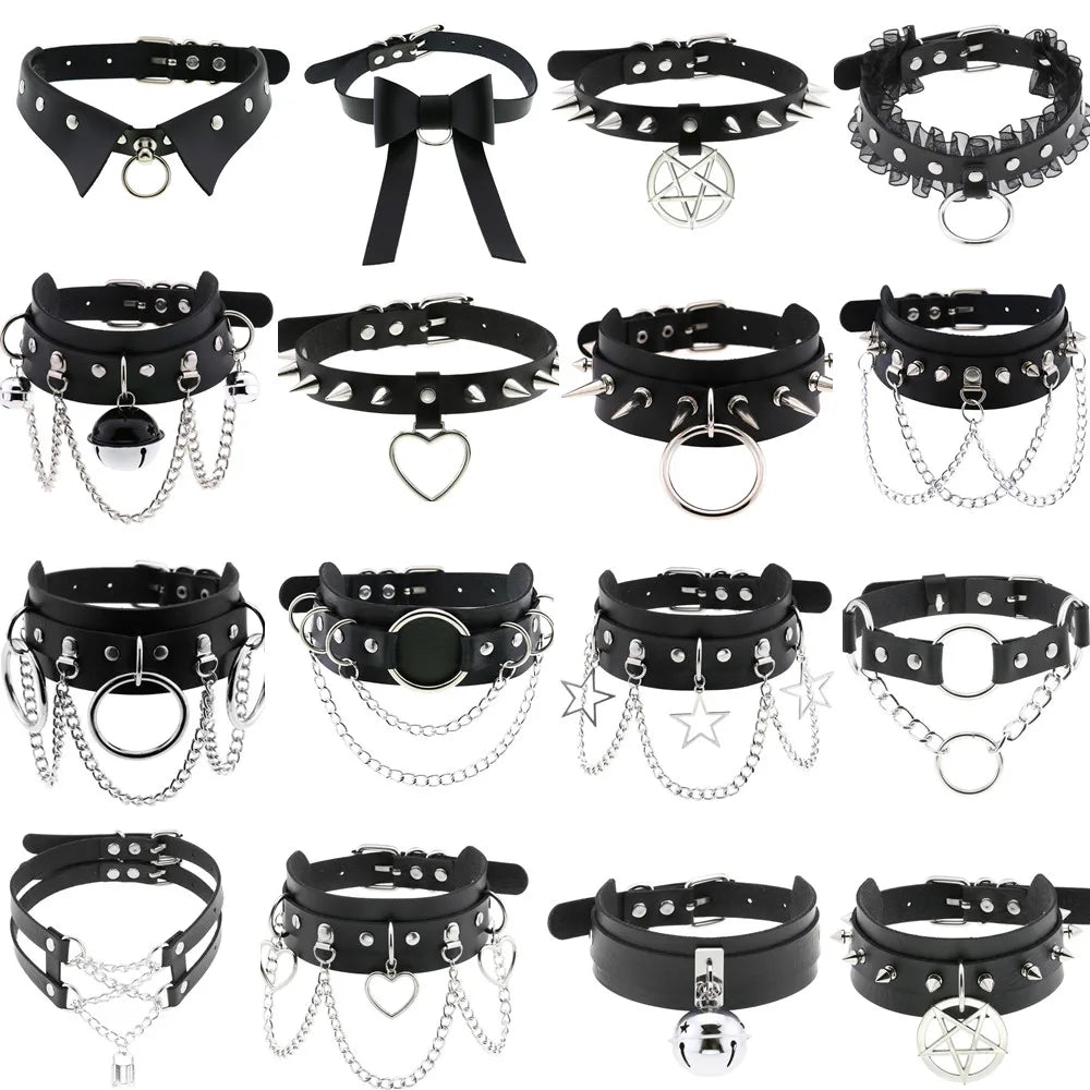 HARNESS 102 Necklace Body Chain Jewelry Choker Leather Gothic