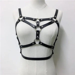 HARNESS 109 Gothic Leather Top Women Harness Chain