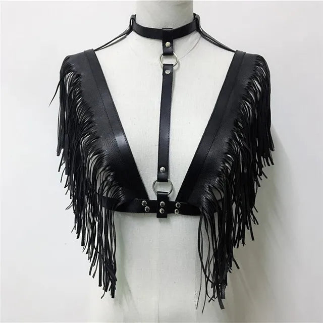 HARNESS 109 Gothic Leather Top Women Harness Chain