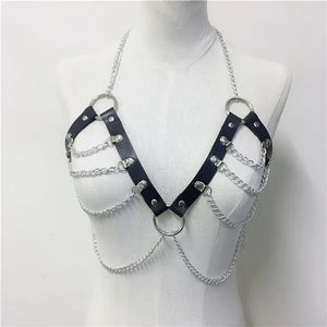 HARNESS 109 Gothic Leather Top Women Harness Chain