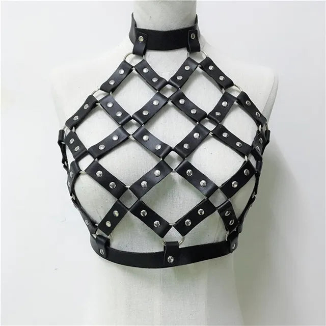 HARNESS 109 Gothic Leather Top Women Harness Chain