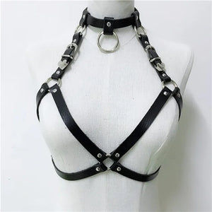 HARNESS 109 Gothic Leather Top Women Harness Chain