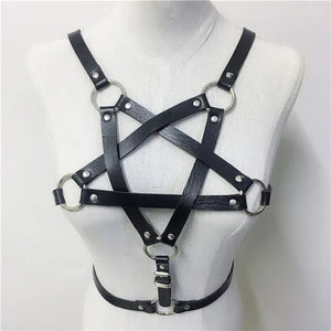 HARNESS 109 Gothic Leather Top Women Harness Chain