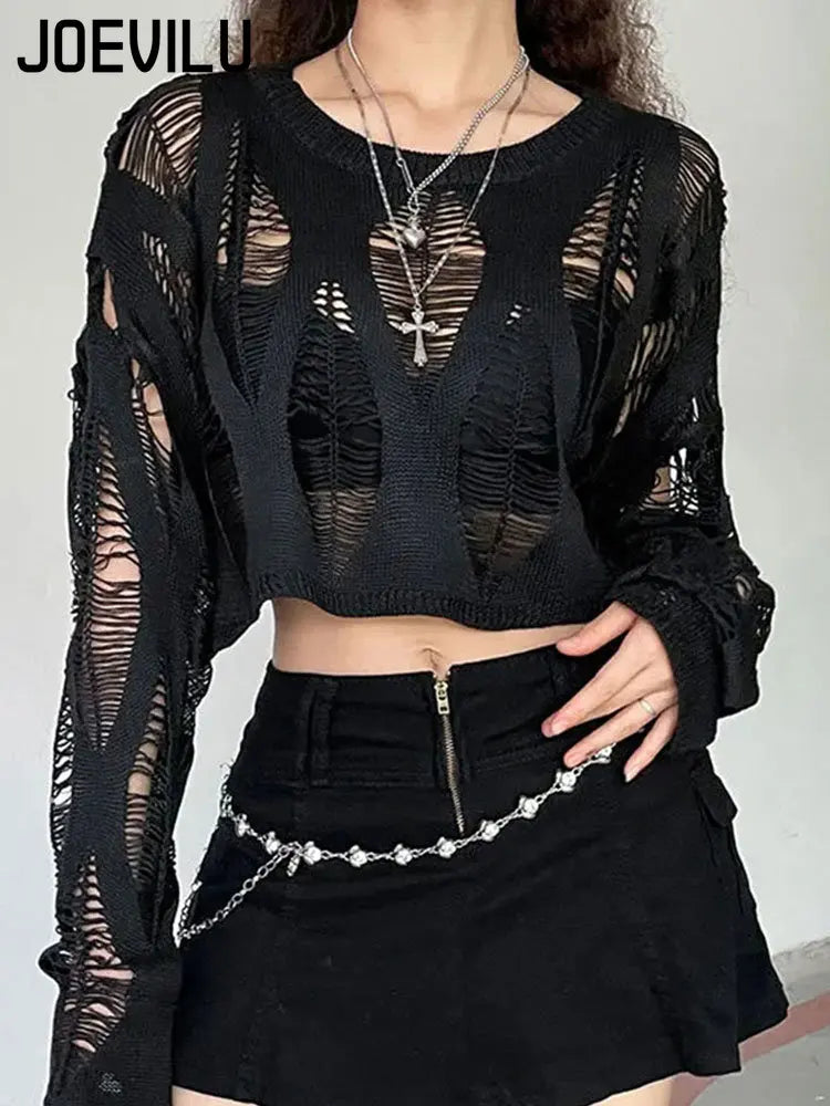 TOP 905 Rave Knitted Blouse Long Sleeve Gothic