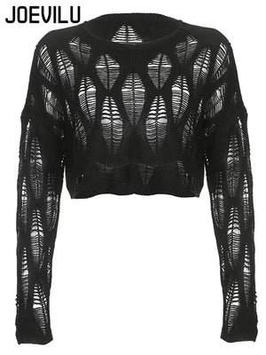 TOP 905 Rave Knitted Blouse Long Sleeve Gothic