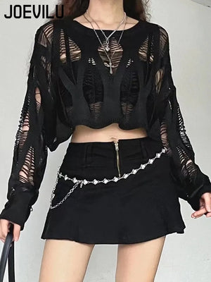 TOP 905 Rave Knitted Blouse Long Sleeve Gothic