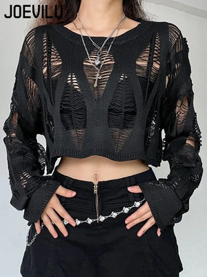 TOP 905 Rave Knitted Blouse Long Sleeve Gothic