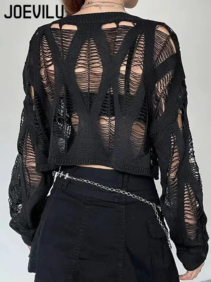 TOP 905 Rave Knitted Blouse Long Sleeve Gothic