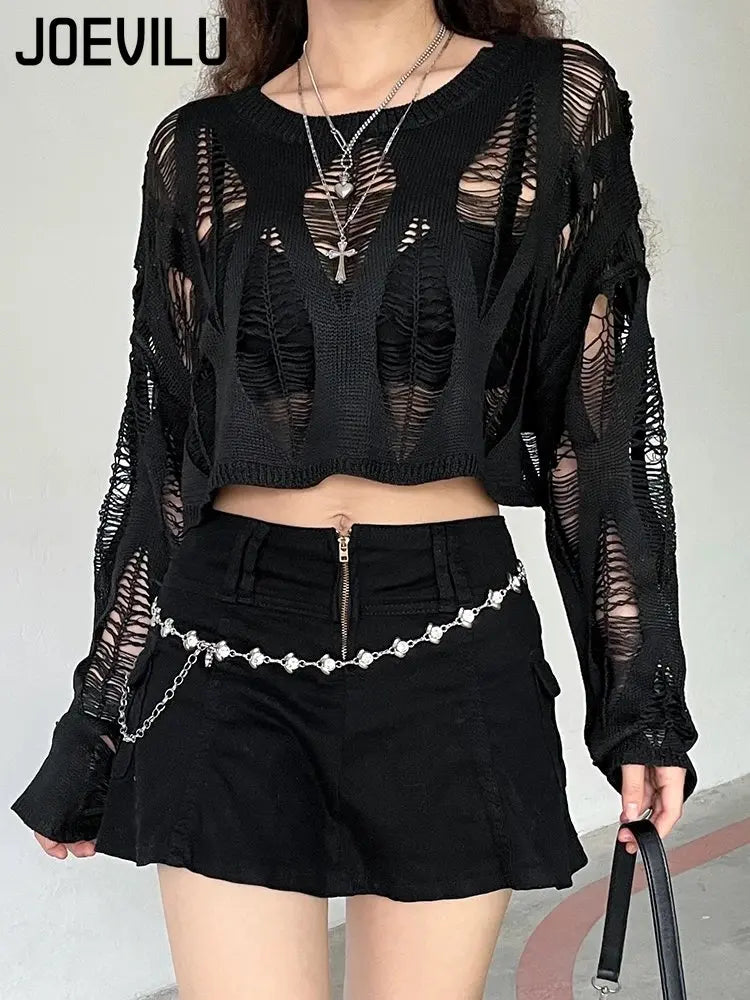 TOP 905 Rave Knitted Blouse Long Sleeve Gothic