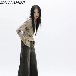 TOP 805 Brown Gradient Long-sleeve Women Zawahiki