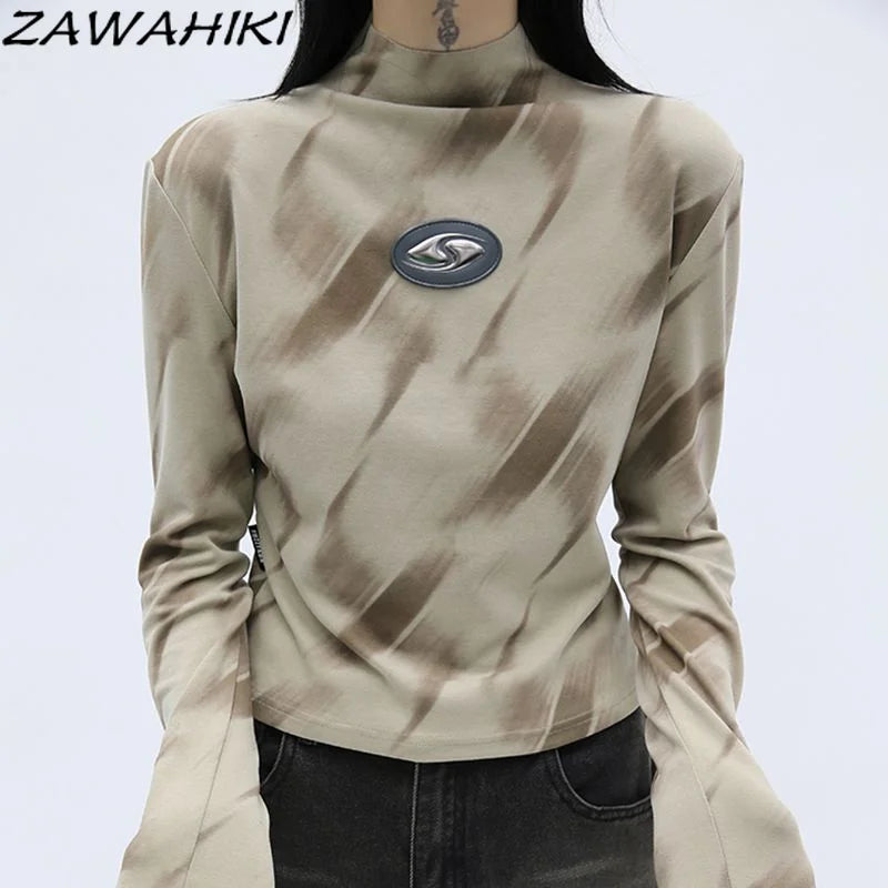 TOP 805 Brown Gradient Long-sleeve Women Zawahiki